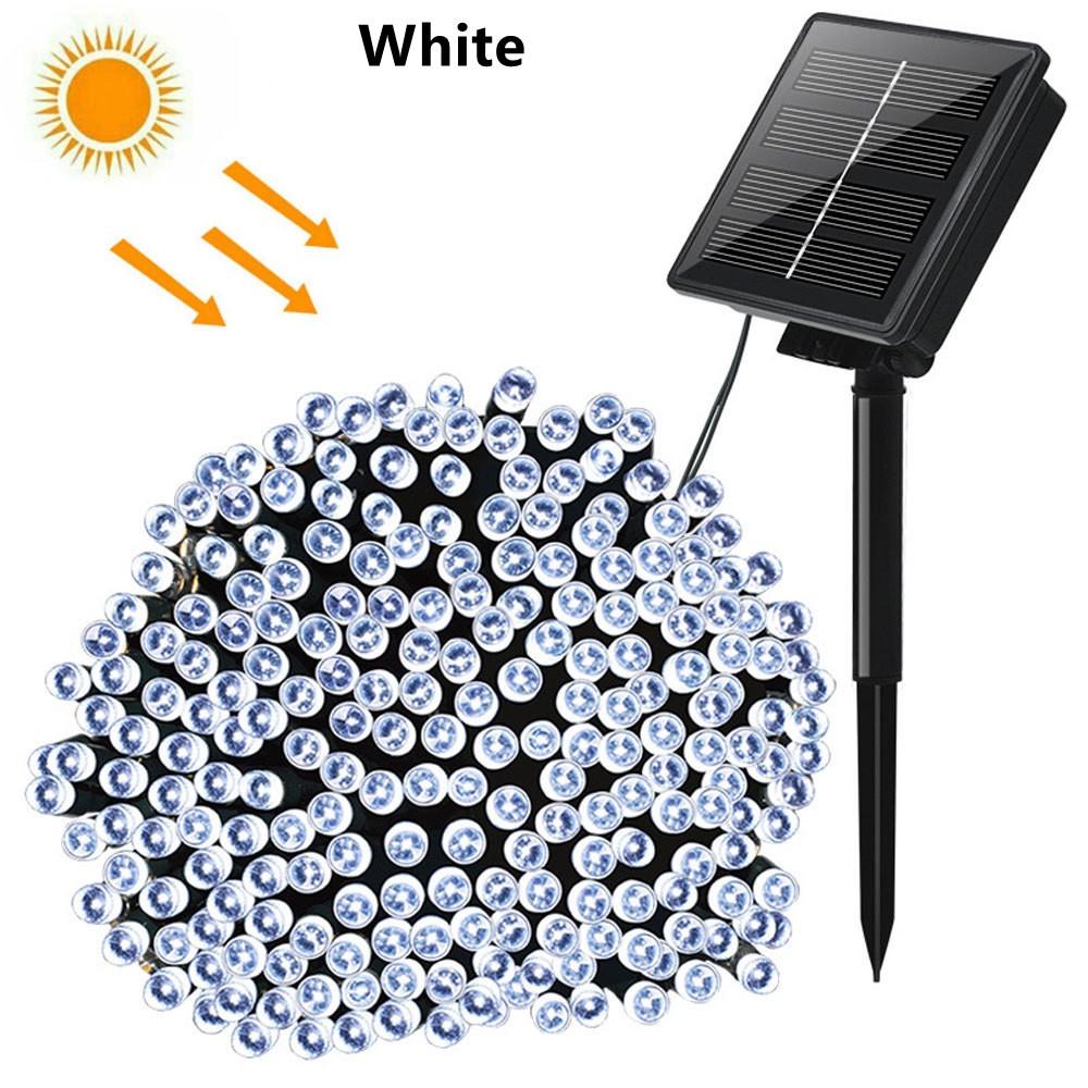Instalatie cu incarcare solara, 300 LED, 30 metri, Alb rece