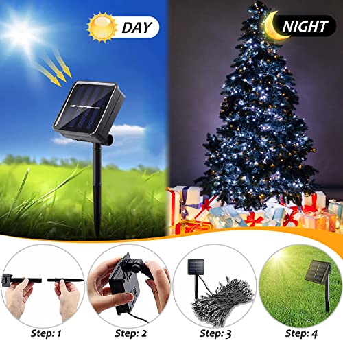 Instalatie solara, 200 LED, 20 metri, Alb rece