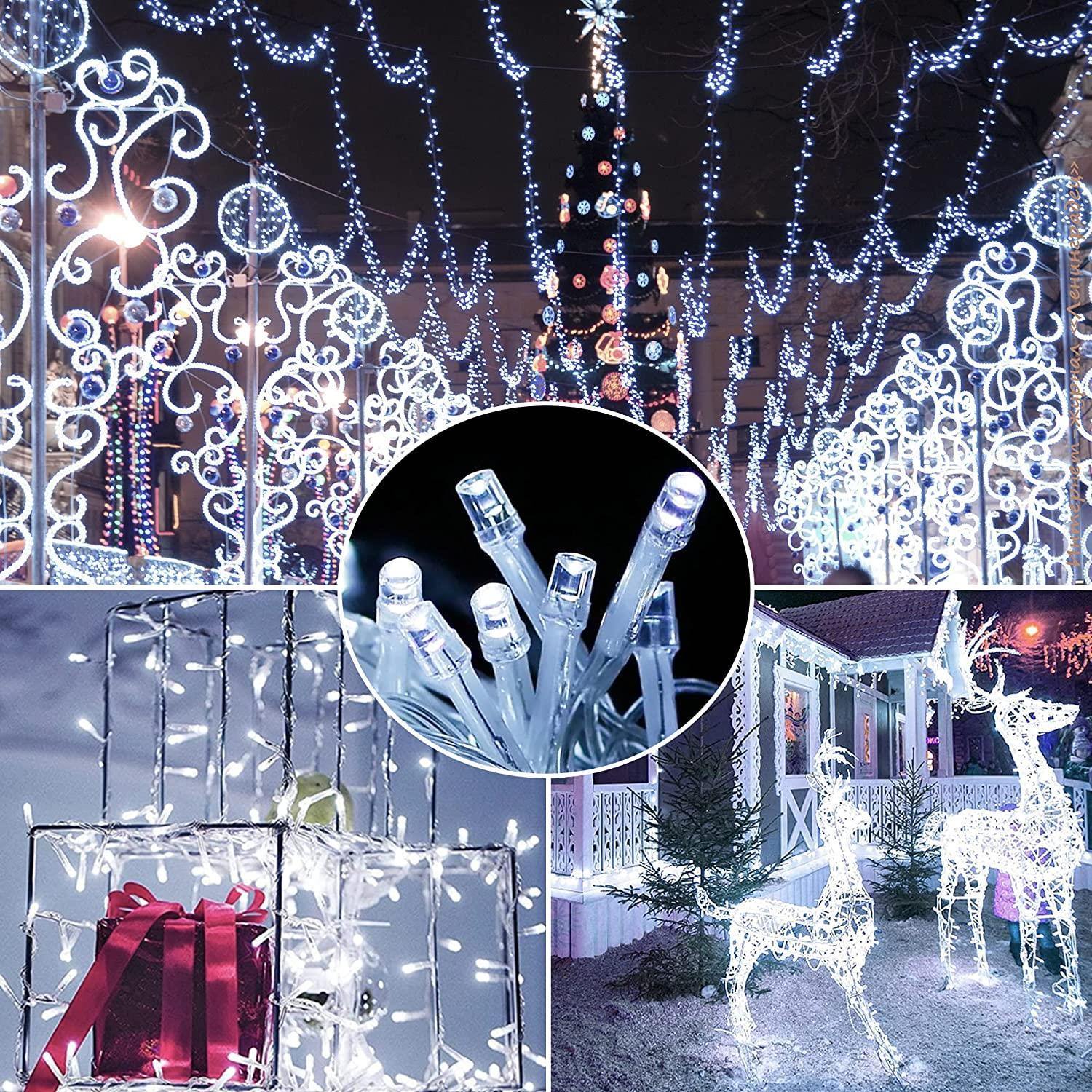 Set 2 x Instalatie solara, 200 LED, 20 metri, Alb rece