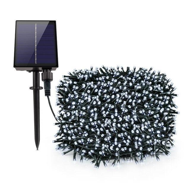 Set 2 x Instalatie solara, 200 LED, 20 metri, Alb rece