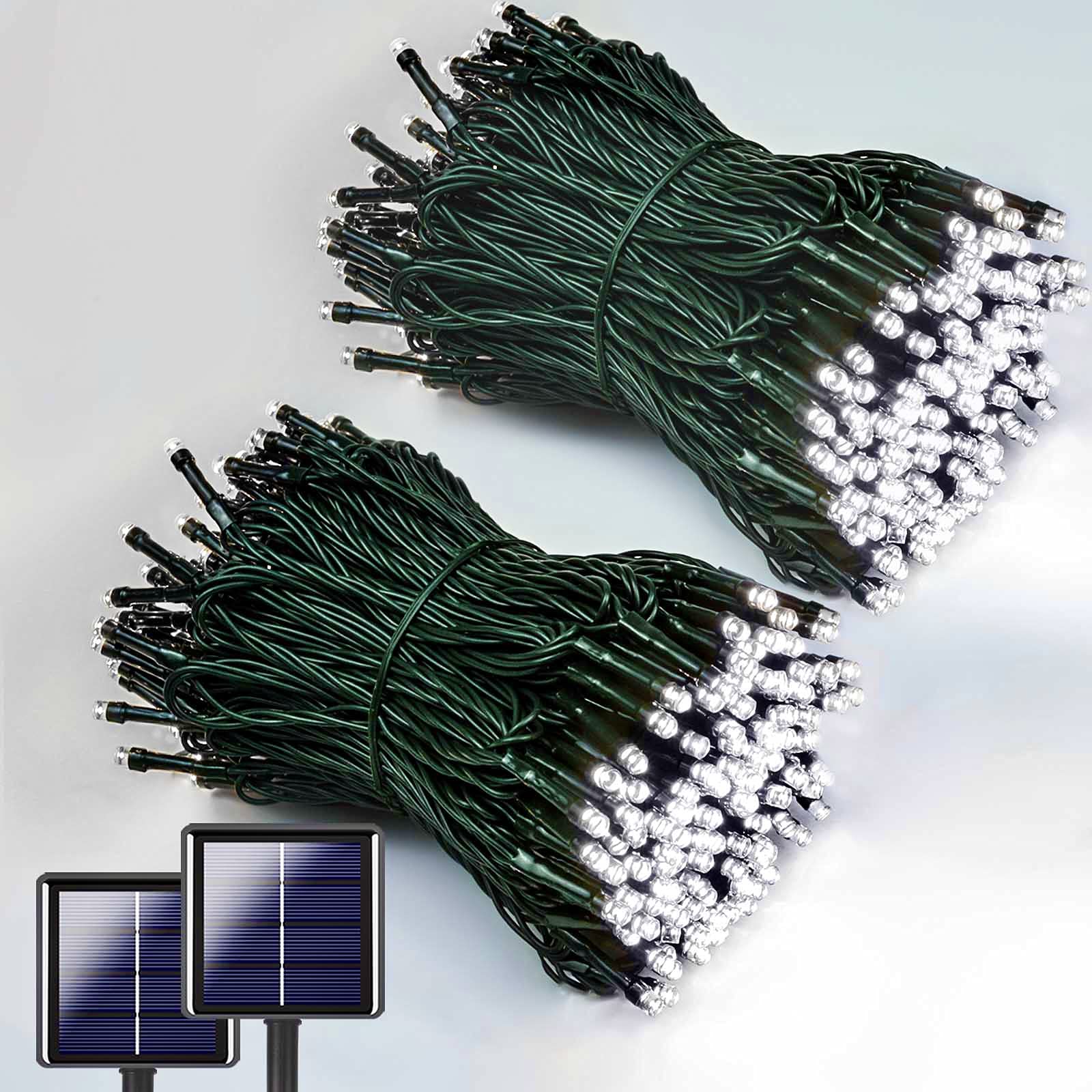 Set 2 x Instalatie solara, 200 LED, 20 metri, Alb rece