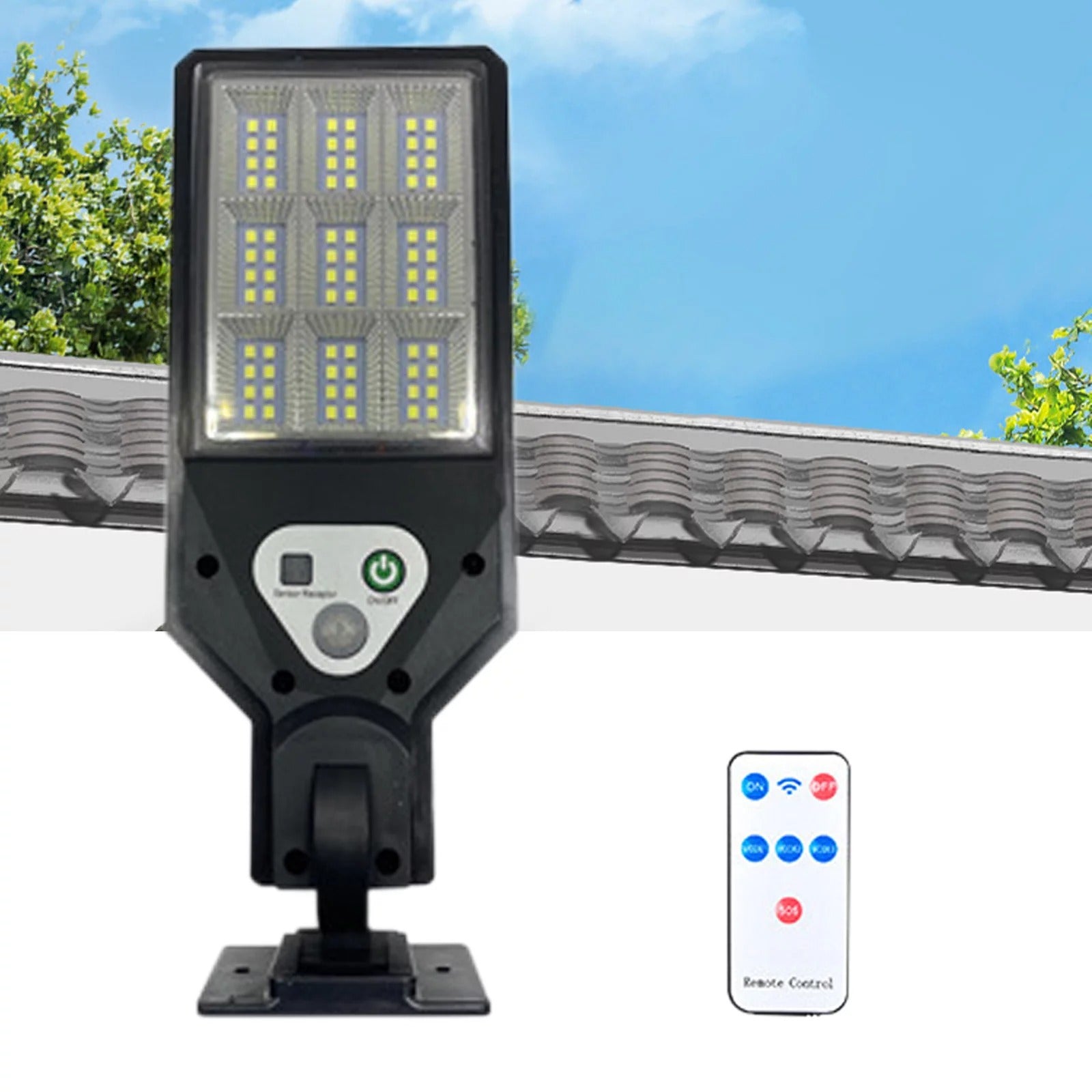 Set 5 x Lampa solara 72 LED, 50 W, Telecomanda, Senzor de Miscare