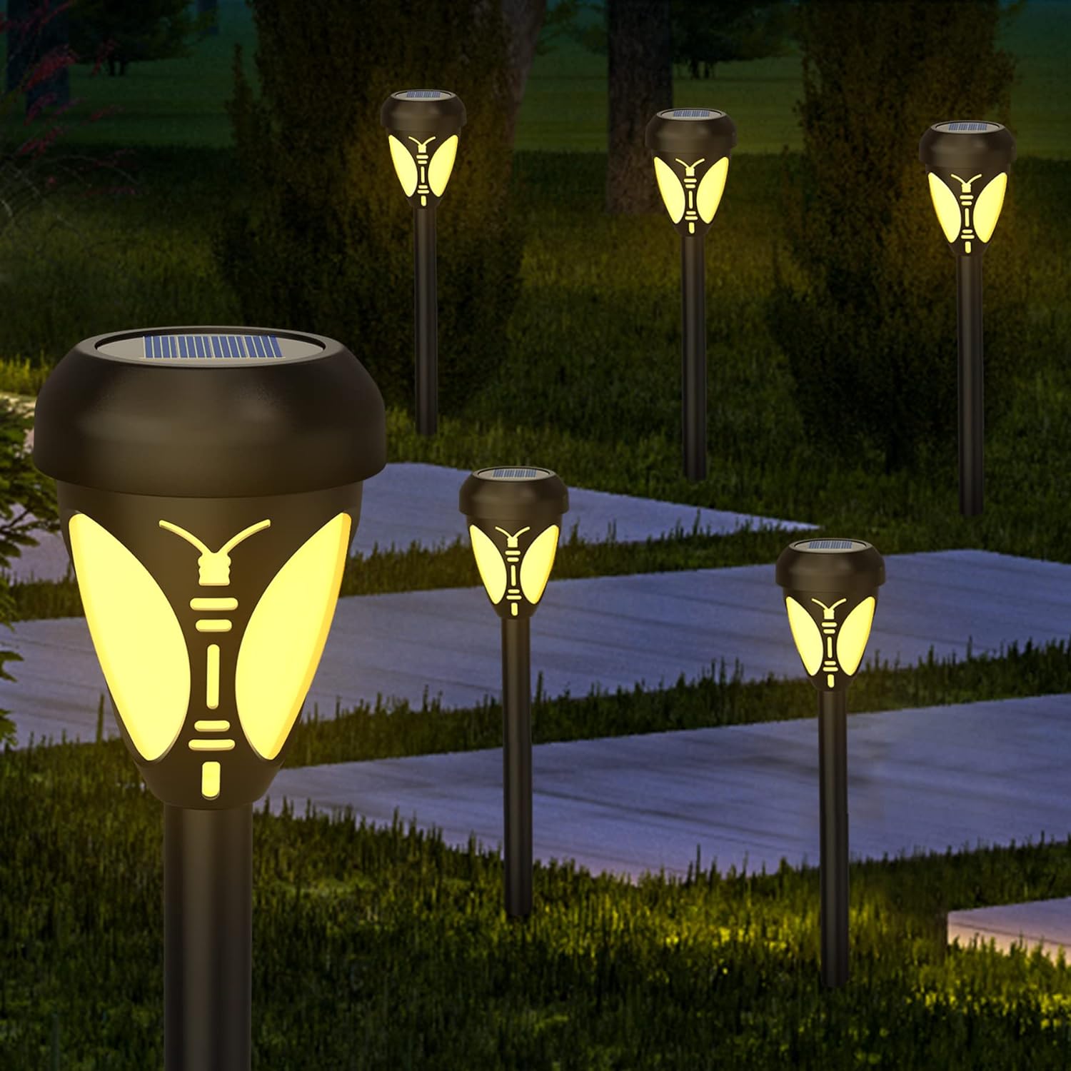 Set 2 lampi solare LED Butterfly, pentru exterior