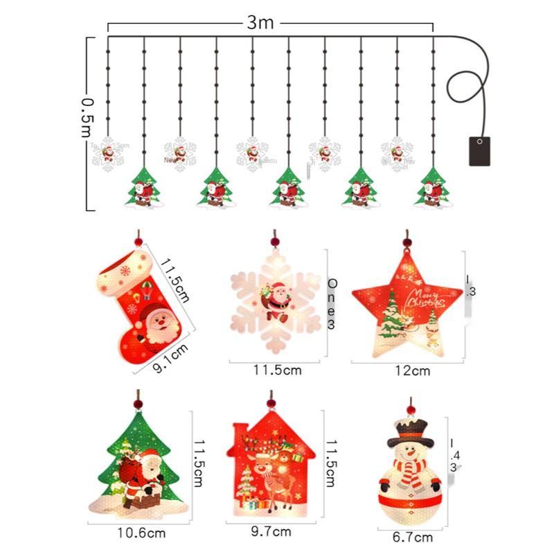 Instalatie de Craciun, 10 figurine LED, 3 metri, Alb Cald / Multicolor