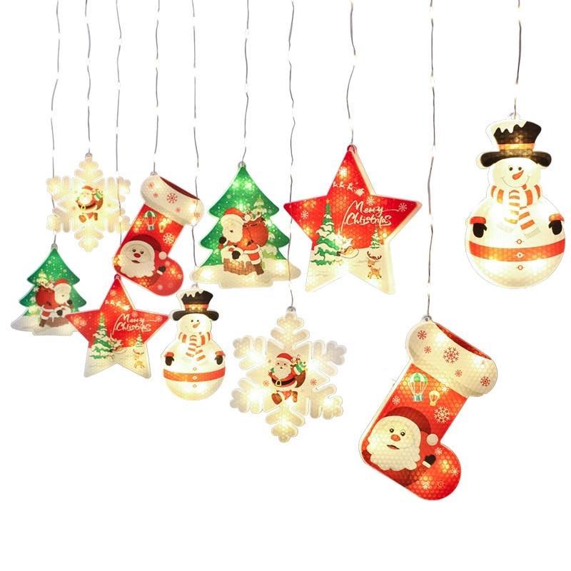 Instalatie de Craciun, 10 figurine LED, 3 metri, Alb Cald / Multicolor