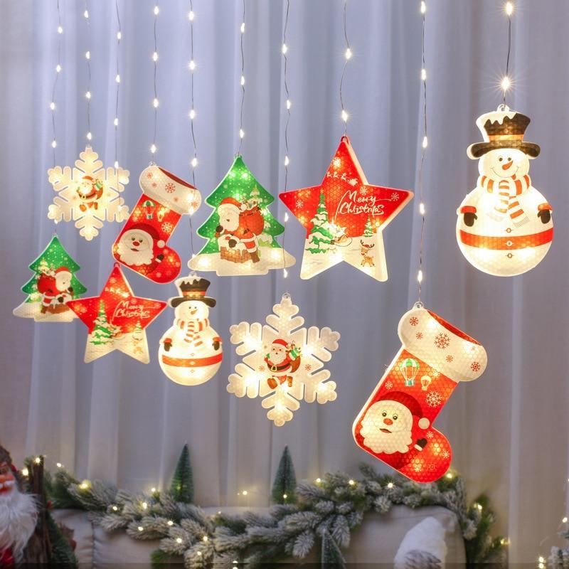 Instalatie de Craciun, 10 figurine LED, 3 metri, Alb Cald / Multicolor