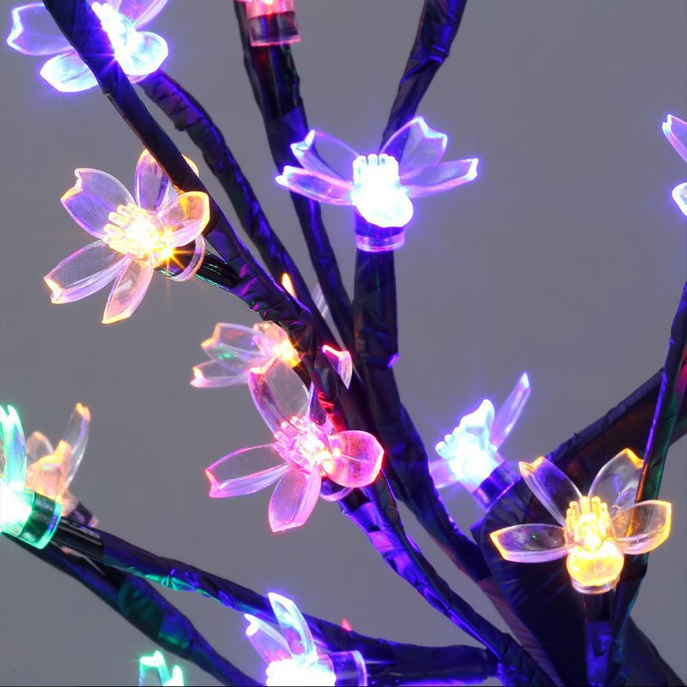 Set 2 x Copac decorativ cu flori de cires, 28 LED, Multicolor