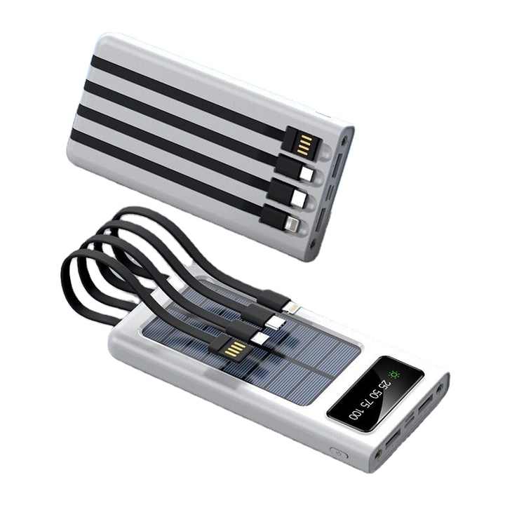 Baterie externa solara 18.000 mAh cu display, Alb