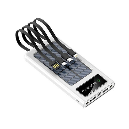 Baterie externa solara 18.000 mAh cu display, Alb
