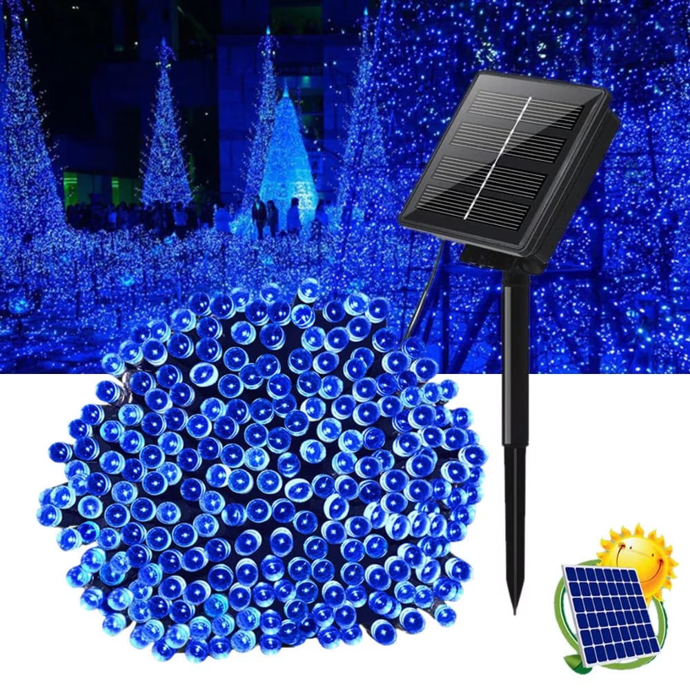 Instalatie solara, 500 LED, 50 metri, luminare 8 ore, Alb rece
