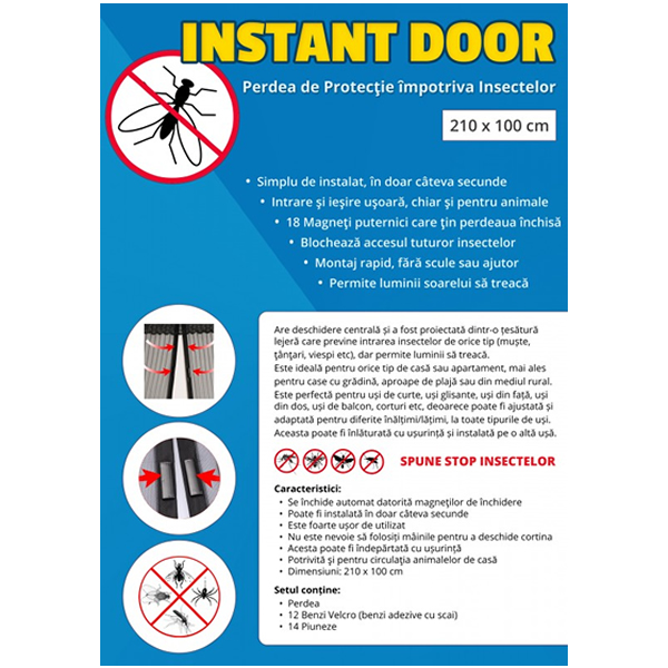 Perdea magnetica anti insecte 210 x 90 cm. Model fluturi Instant Door