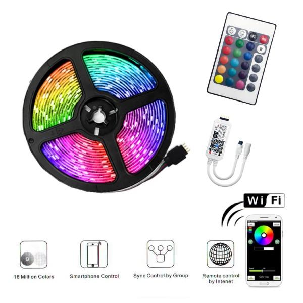 Set 3 x Banda LED RGB 5 M, multicolor cu telecomanda 