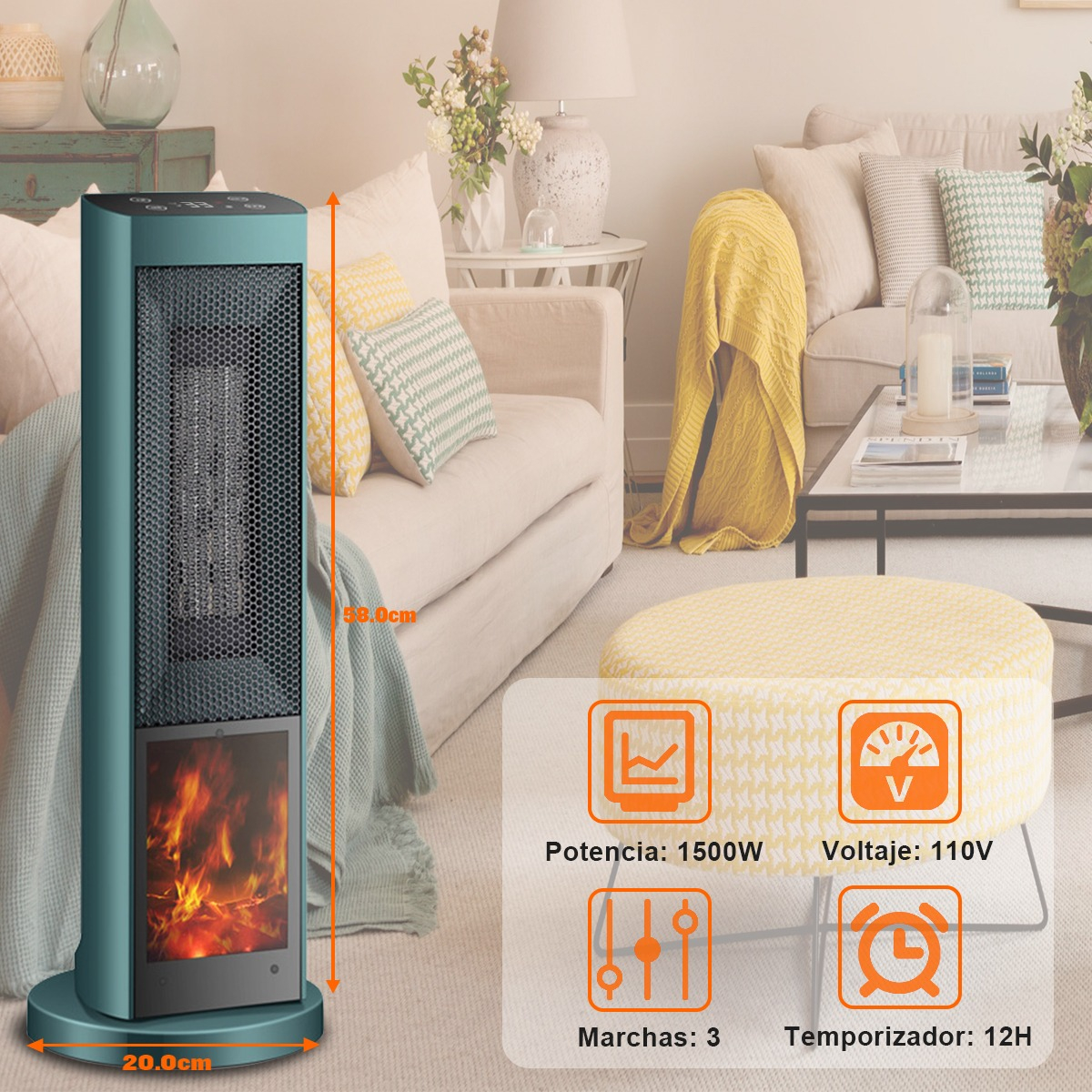 Radiator electric cu semineu, 1500 W