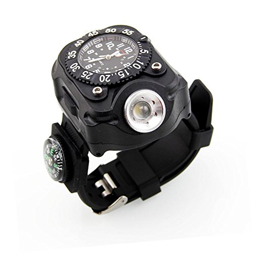 Ceas waterproof cu lanterna reincarcabila, 5 faze lumina si busola