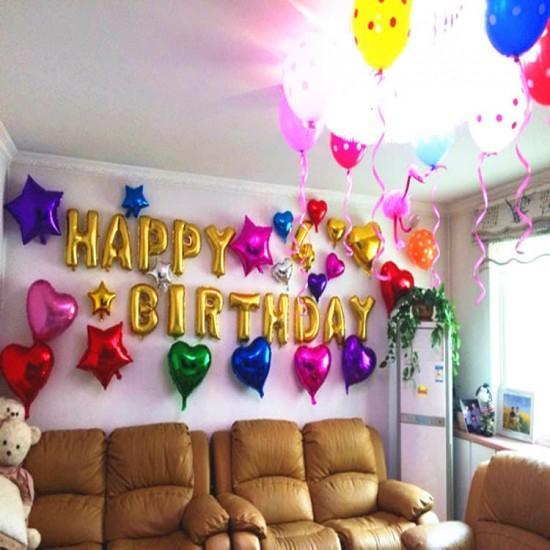 Set baloane Happy Birthday, 13 litere, Auriu