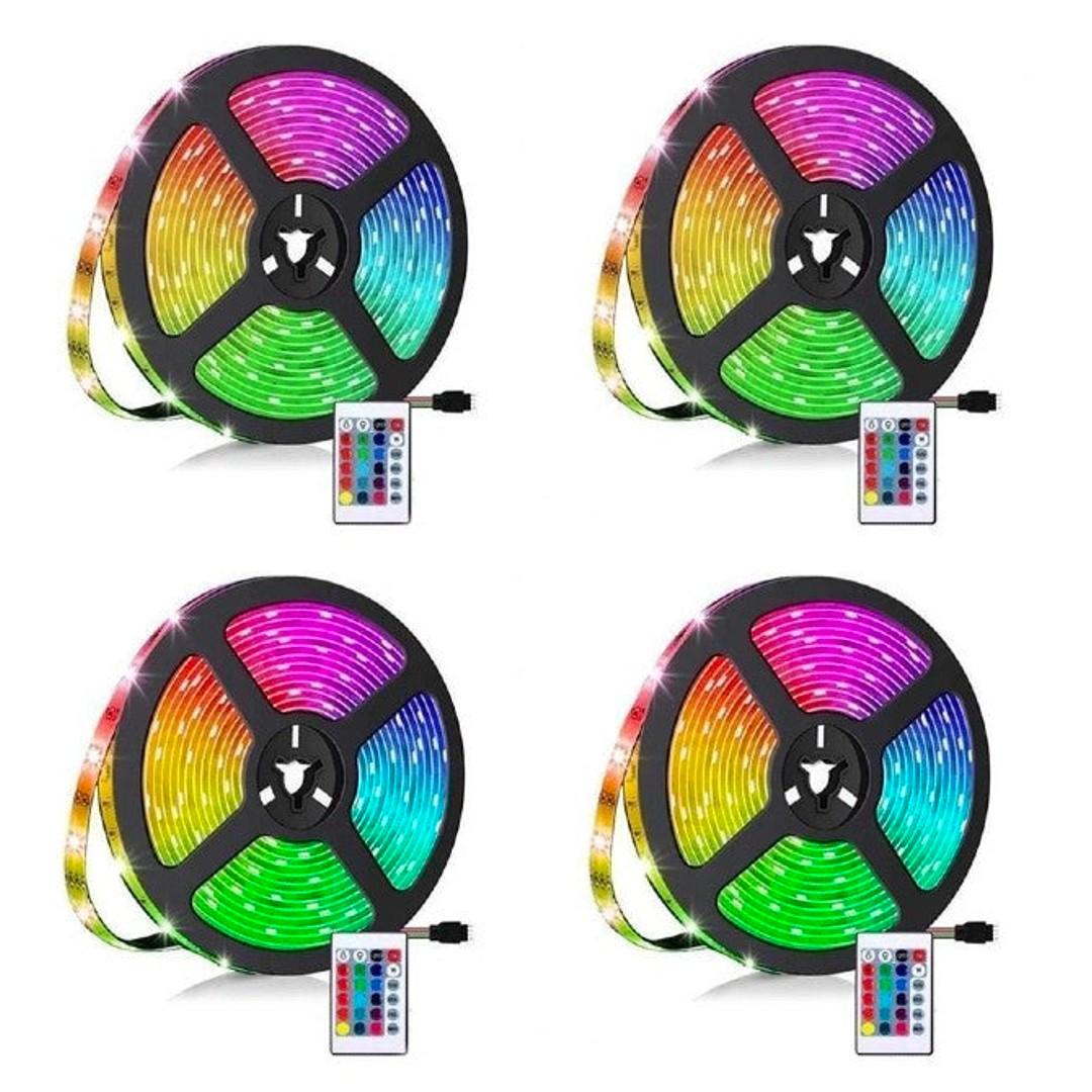 Set 4 x Banda LED RGB multicolor cu telecomanda 5 M