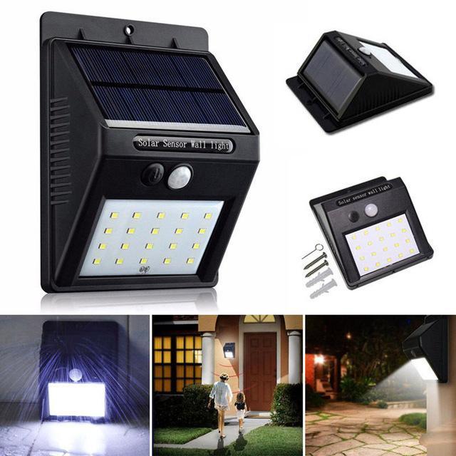 Set 2 x Lampa solara de perete cu senzor miscare 20 LED