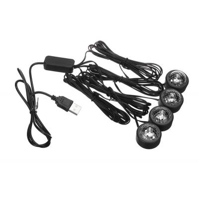 Set 4 LED auto de interior, A10 USB, 7 culori RGB