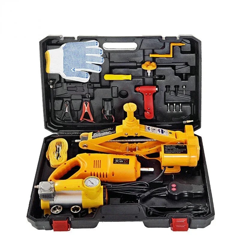 Set reparatii auto - Cric electric 12V si cheie de impact pentru jante