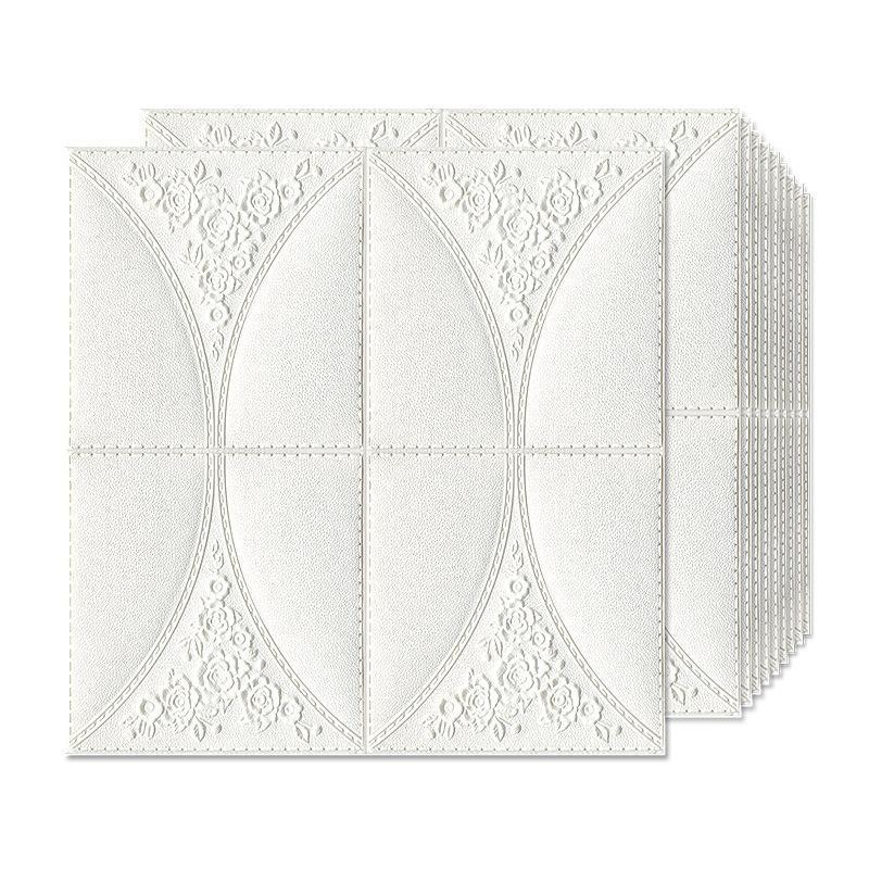 Set 5 x Tapet adeziv White Roses, 77 x 70 cm, spuma moale 3D