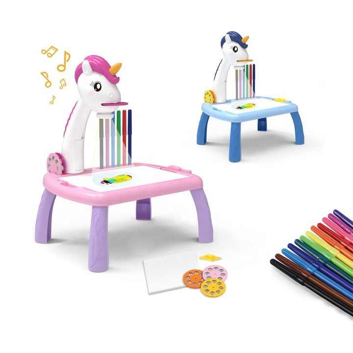 Tabla de desenat cu proiector holografic 3 diapozitive, Unicorn