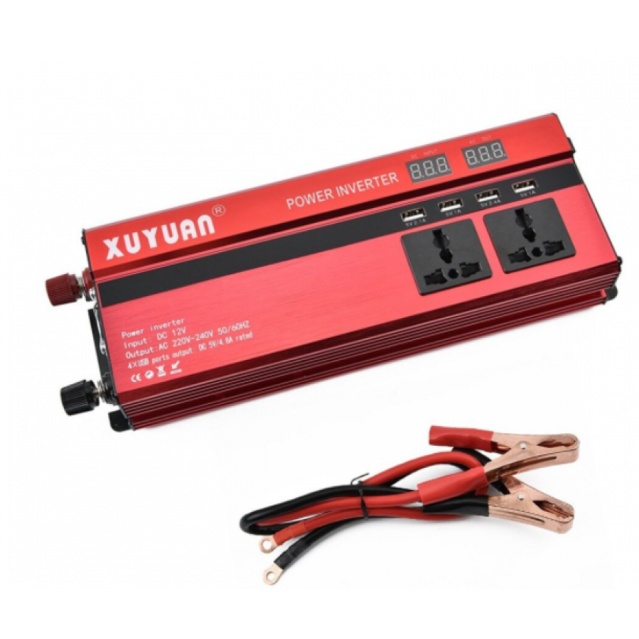 Invertor auto 1600 W, 12V-220V, 2 prize, 4 USB