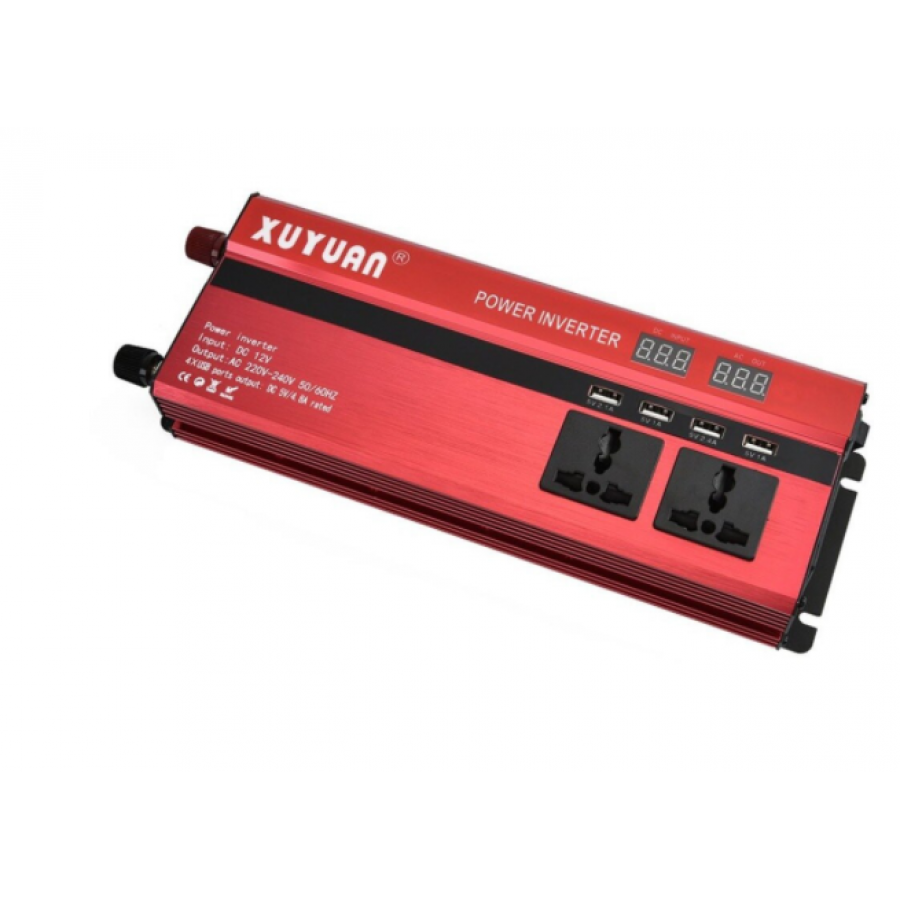 Invertor auto 1600 W, 12V-220V, 2 prize, 4 USB