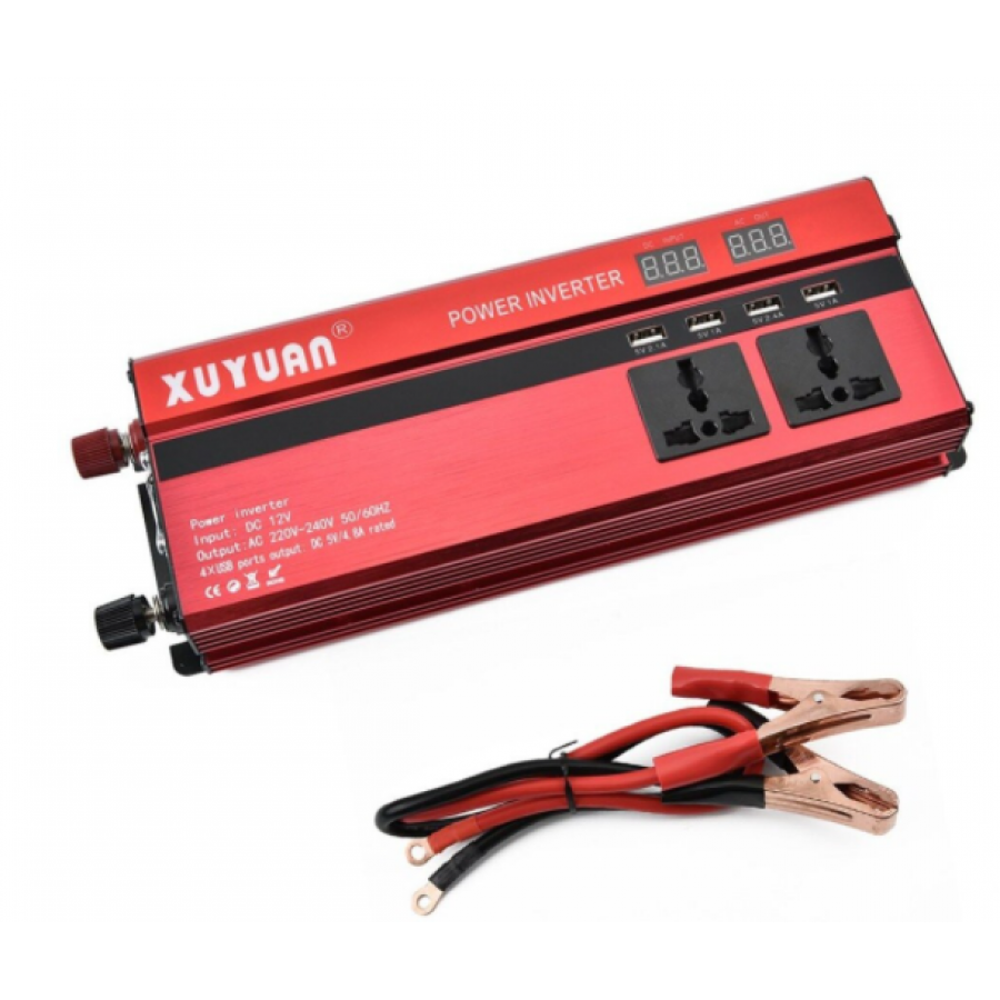 Invertor auto 2000 W, 12V-220V, 2 prize, 4 USB