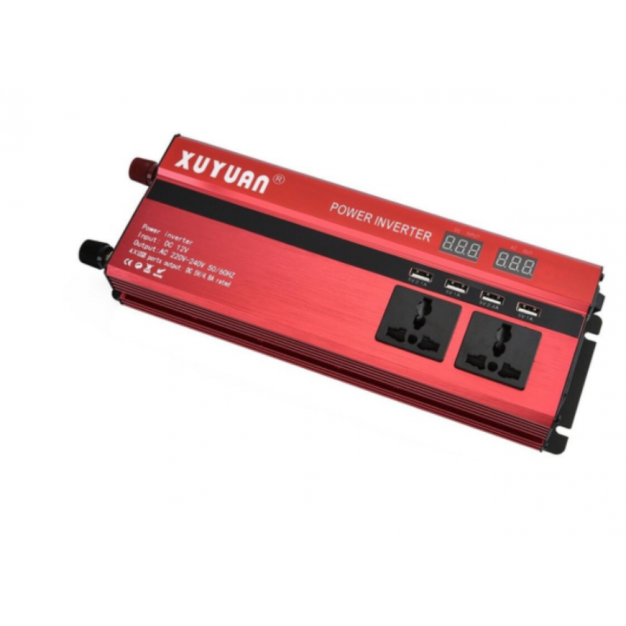 Invertor auto 2000 W, 12V-220V, 2 prize, 4 USB