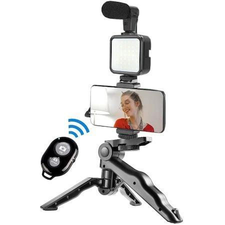 Kit video Vlogging, Trepied cu microfon si lumina