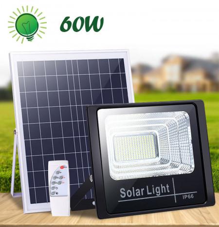 Proiector LED exterior 60W alb rece cu panou solar, Solar Light IP 66