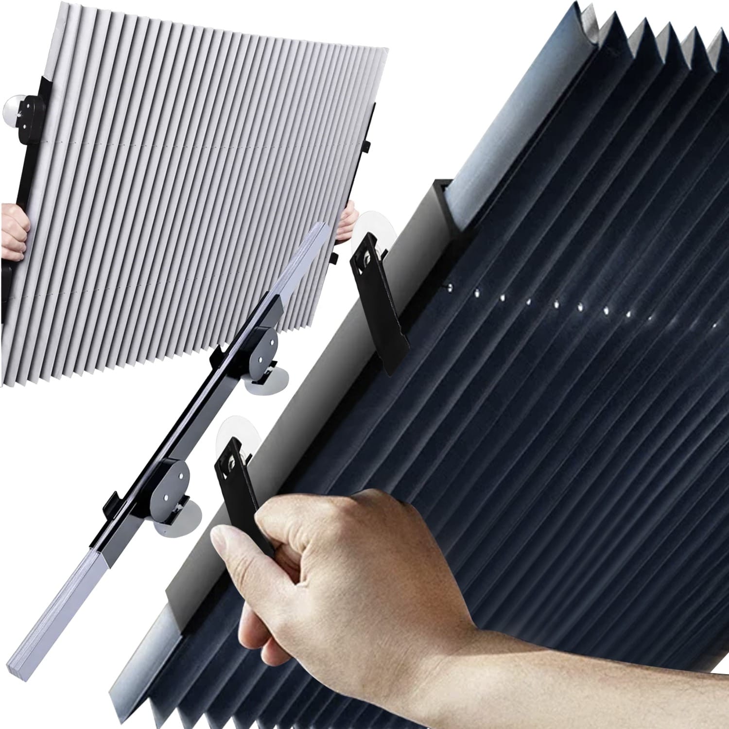 Parasolar auto anti raze UV, fixare prin ventuze