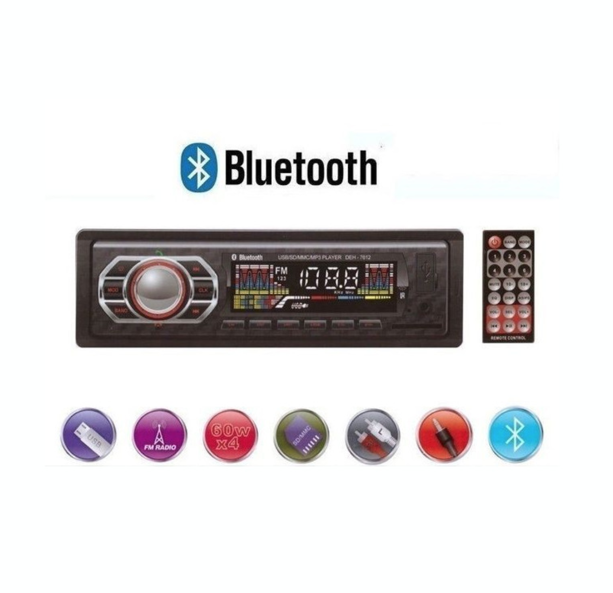 Radio MP3 player auto cu Bluetooth, USB, SD, AUX, 4x60W