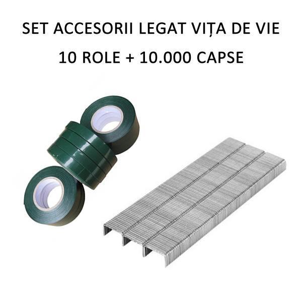 Set accesorii pentru aparat legat vita de vie: 10 role banda + 10.000 capse