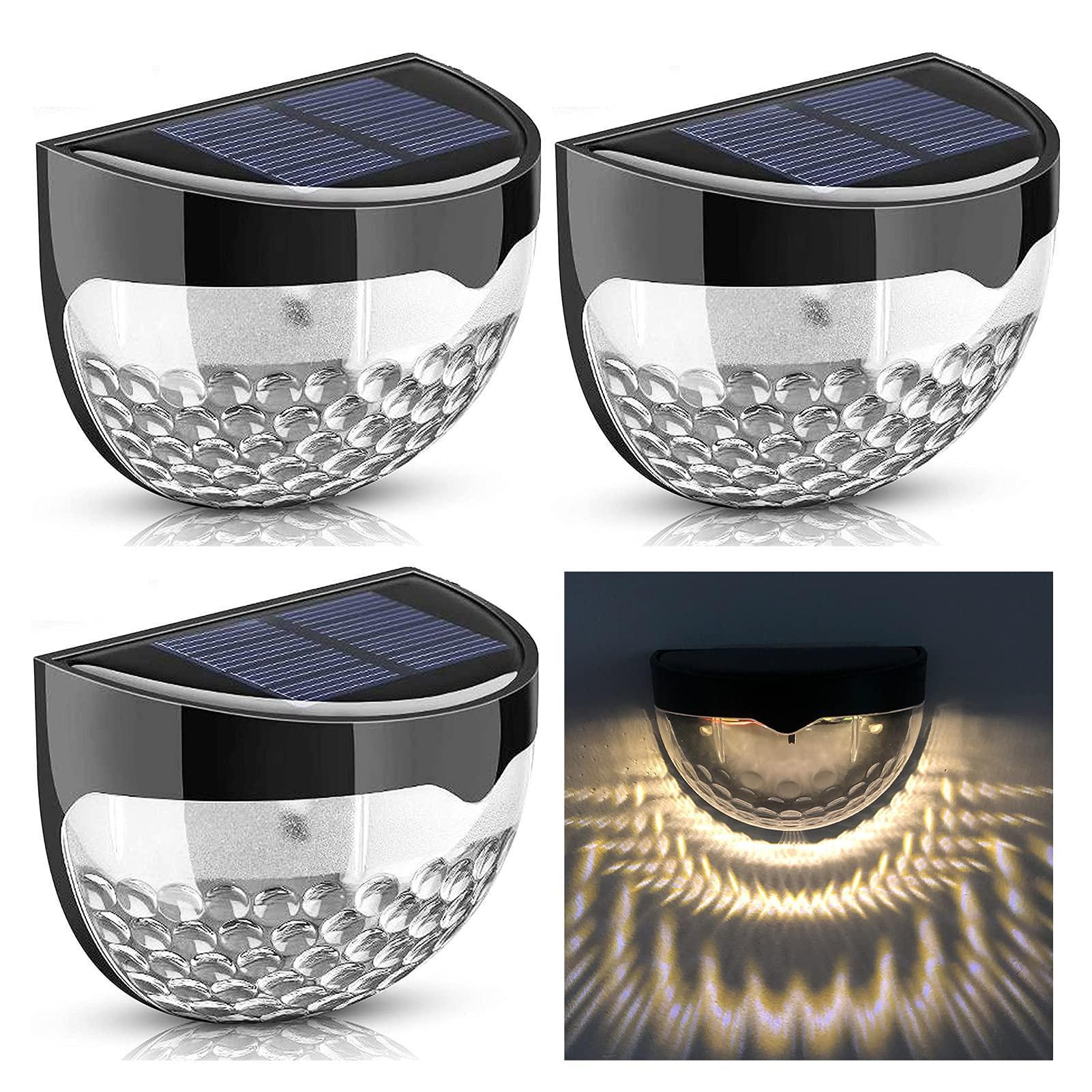 Set 6 x Lampa solara exterior, 6 LED, senzor, lumina rece, Negru