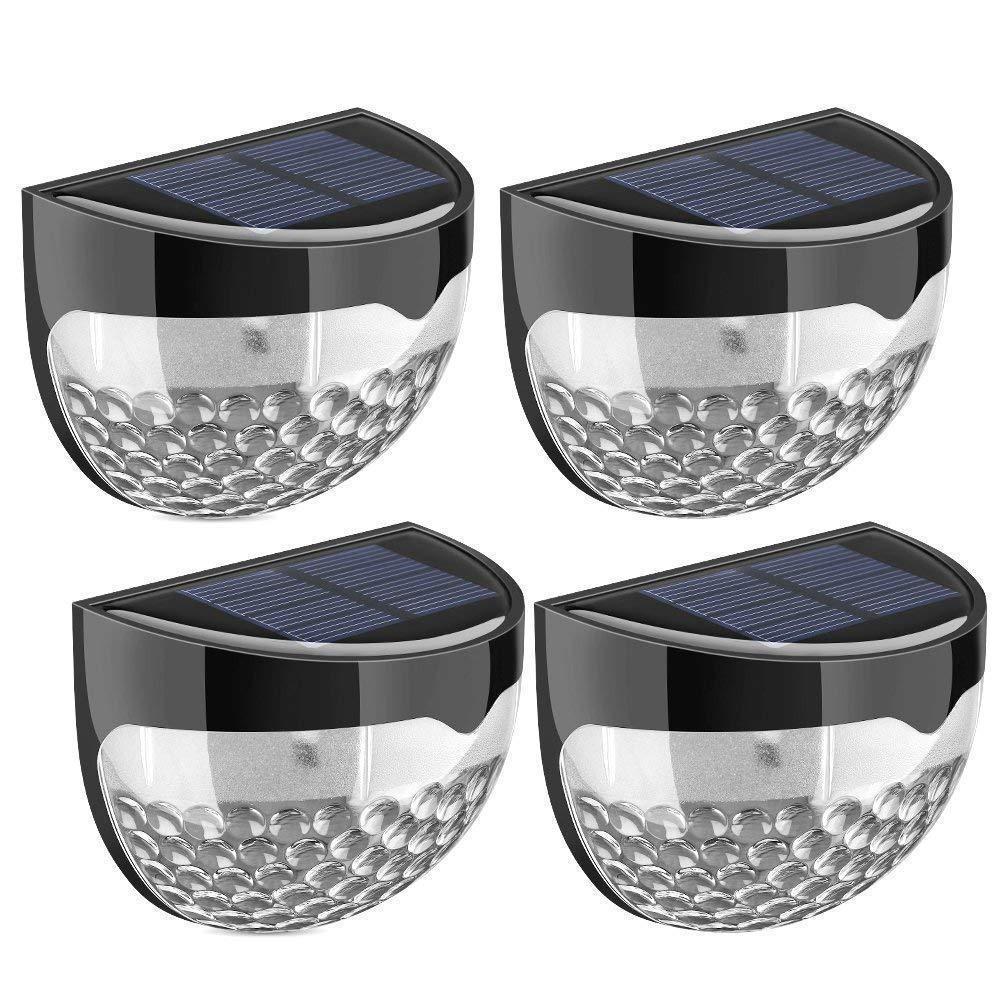 Set 2 x Lampa solara exterior, 6 LED, senzor, lumina rece, Negru