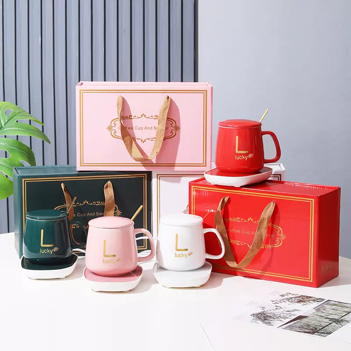 Set cana din ceramica si suport pentru mentinere calda, 250 ml