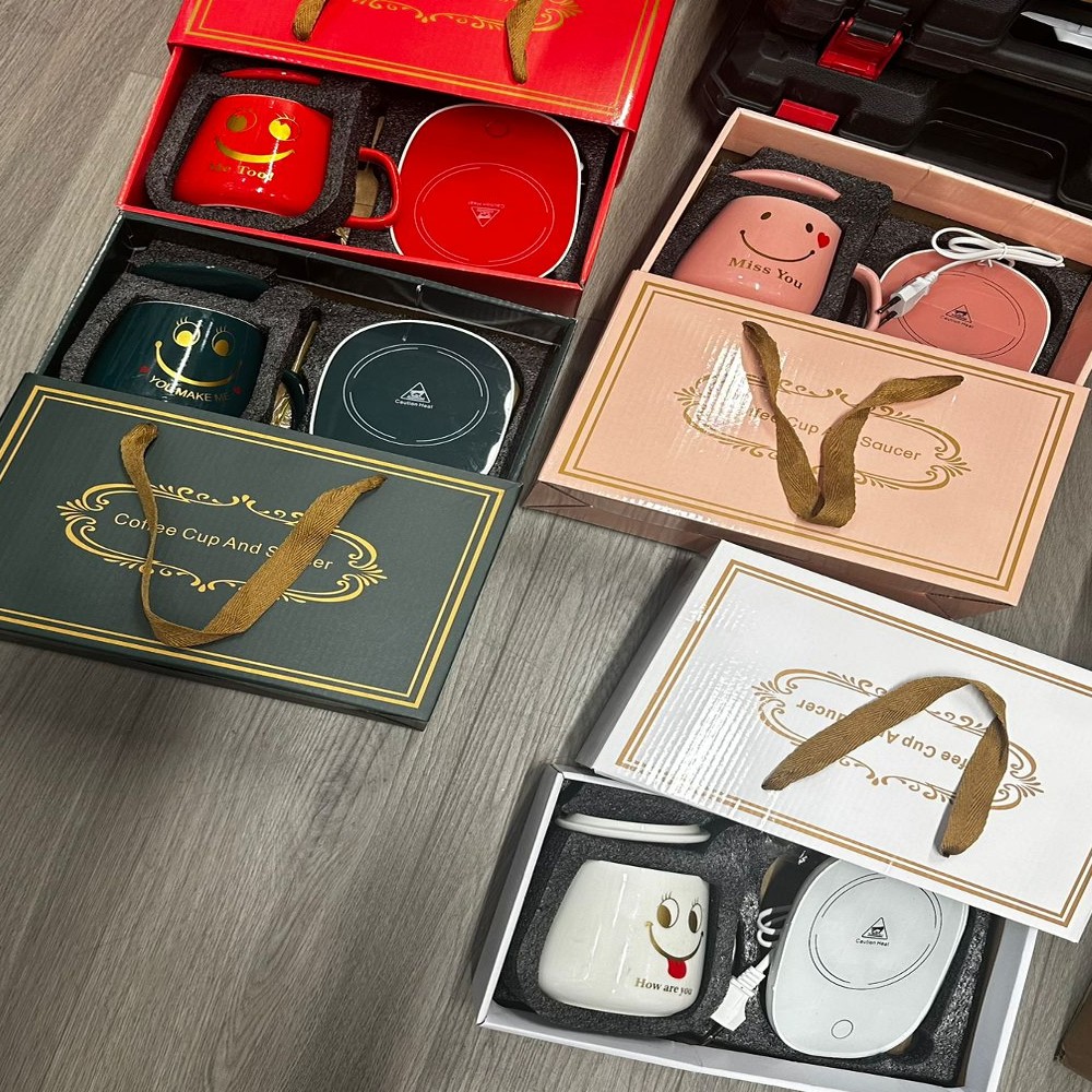 Set cana din ceramica si suport pentru mentinere calda, 250 ml