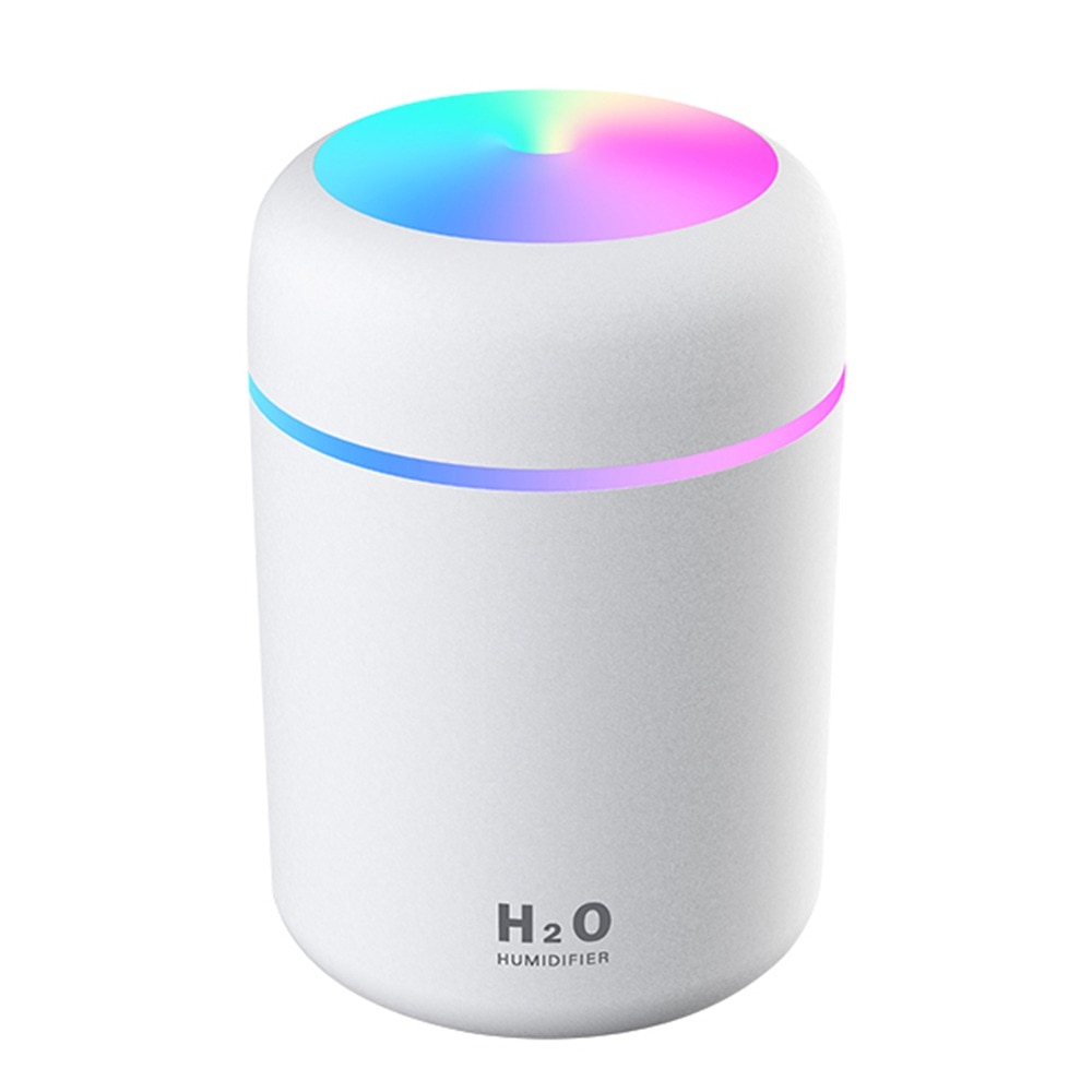 Umidificator H2O, USB, difuzor aroma, LED 3W, 300 ml, Alb