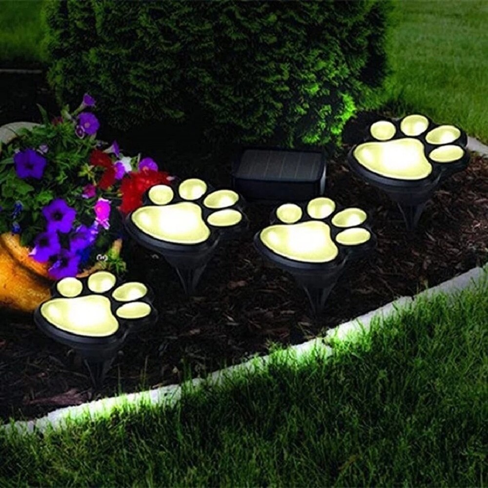 Set 4 lampi solare Paw Print Light