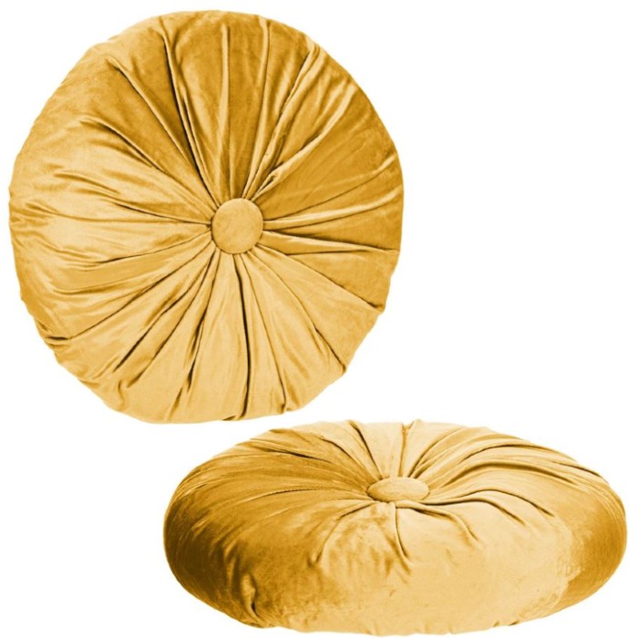 Set 2 perne decorative rotunde, Galben, 40 cm
