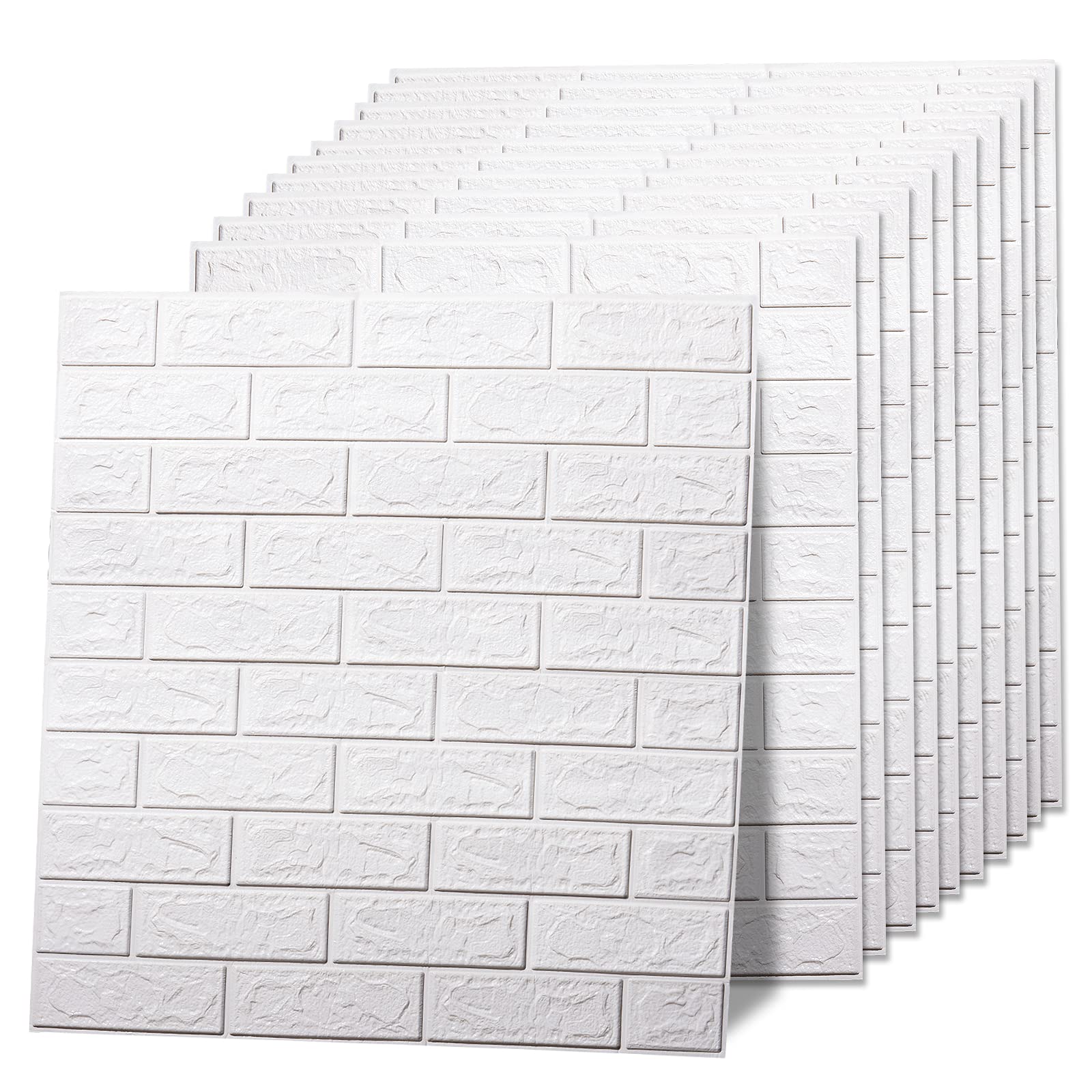 Set 10 x Placa de tapet adeziv caramizi albe, 70 x 77 cm