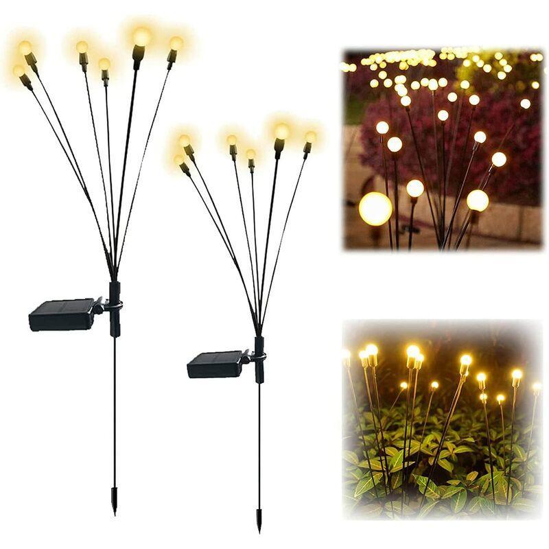 Set 2 x Lampa solara LED Alb Cald, 6 bulbi