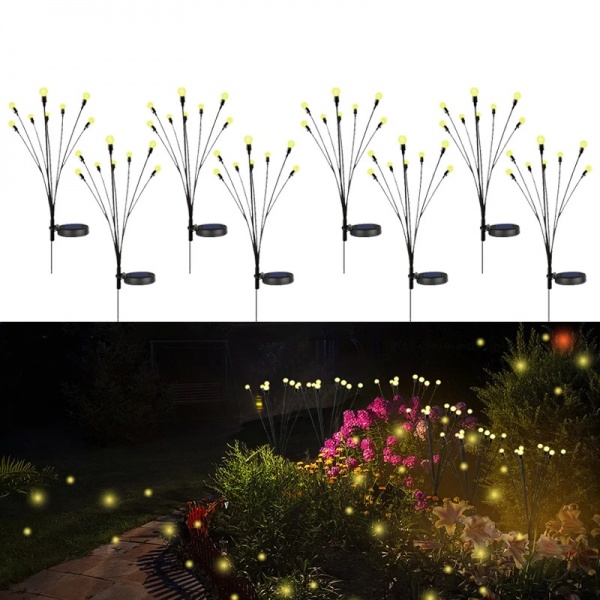 Set 2 x Lampa solara LED Alb Cald, 6 bulbi