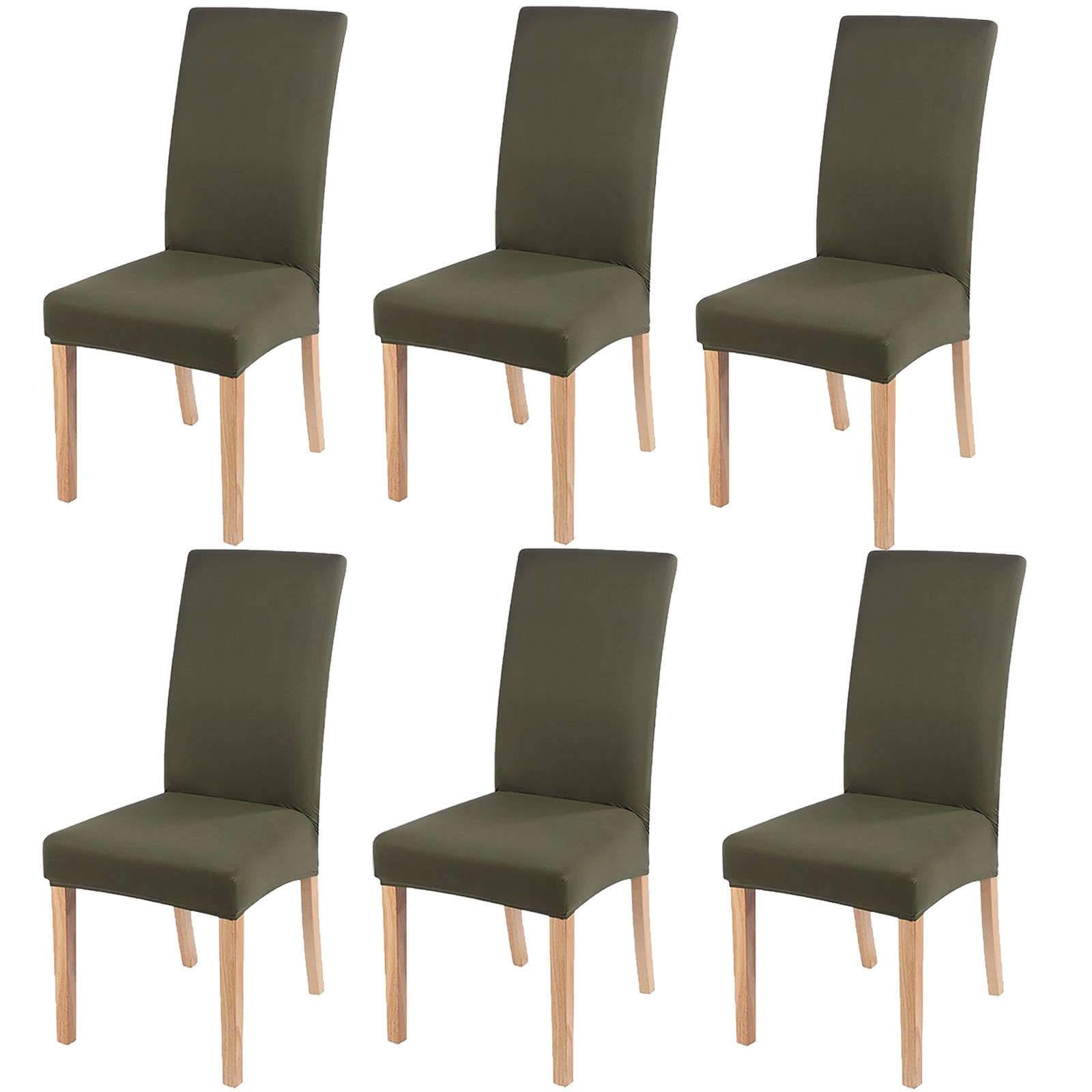 Set 6 huse cu elastic pentru scaune, Kaki CC-96