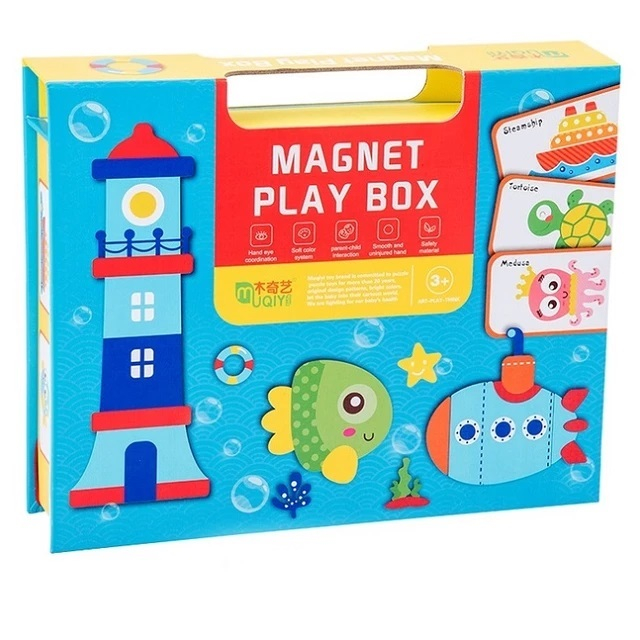 Cutie cu puzzle Magnetic Play Box, Ocean 72 piese