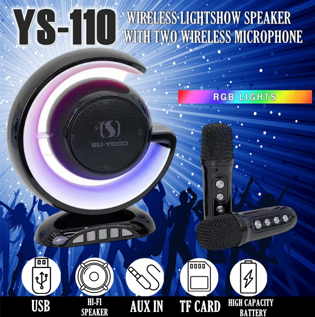 Player Bluetooth Karaoke, 2 microfoane Wireless