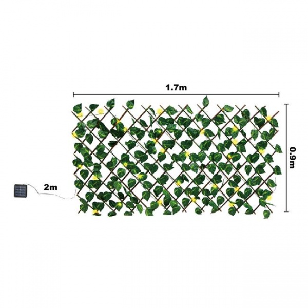 Paravan cu frunze artificiale, 50 LED, 170x90 cm