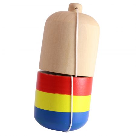 Kendama Pill Tricolor din lemn, joc de indemanare