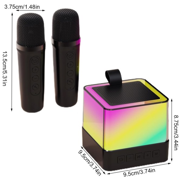 Boxa LED Bluetooth cu 2 microfoane, Negru
